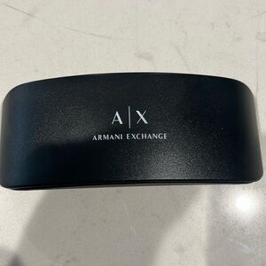 Armani Exchange hard tortoise shell case with cleaning cloth. New
